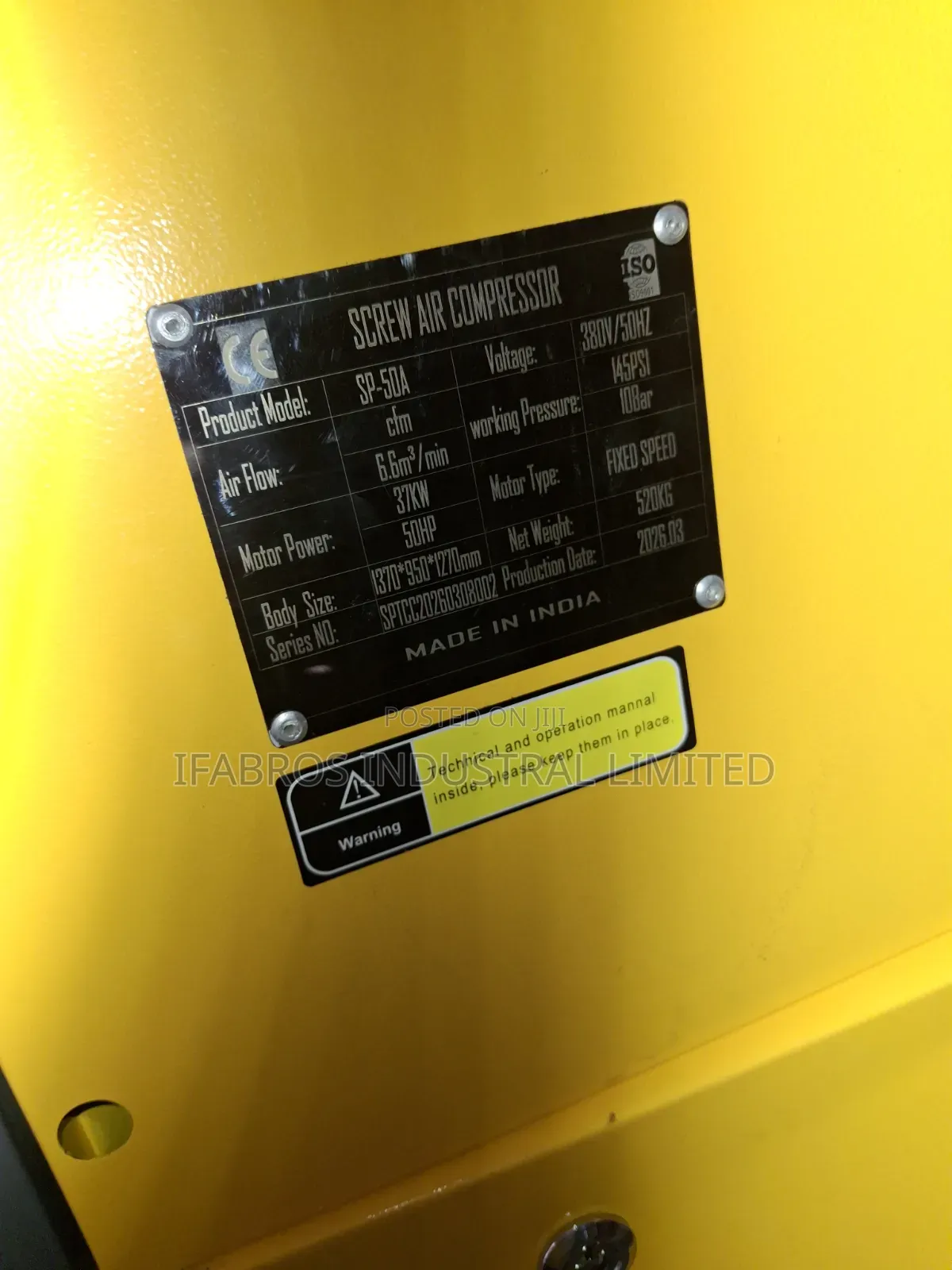 Screw Air Compressor 37kw 50hp
