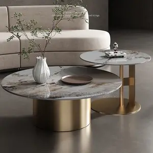 Opulent Marble-Top Nesting Coffee Table Set