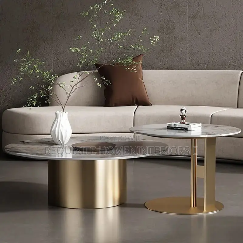 Opulent Marble-Top Nesting Coffee Table Set
