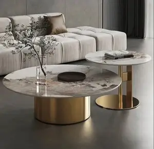 Opulent Marble-Top Nesting Coffee Table Set