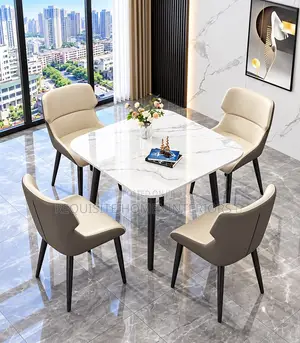 Elegant 4-Seater Dining Set – Marble Table With Premium Chairs