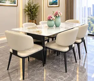 6-Seater Luxury Dining Set – Premium Marble Tabletop