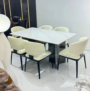 6-Seater Luxury Dining Set – Premium Marble Tabletop