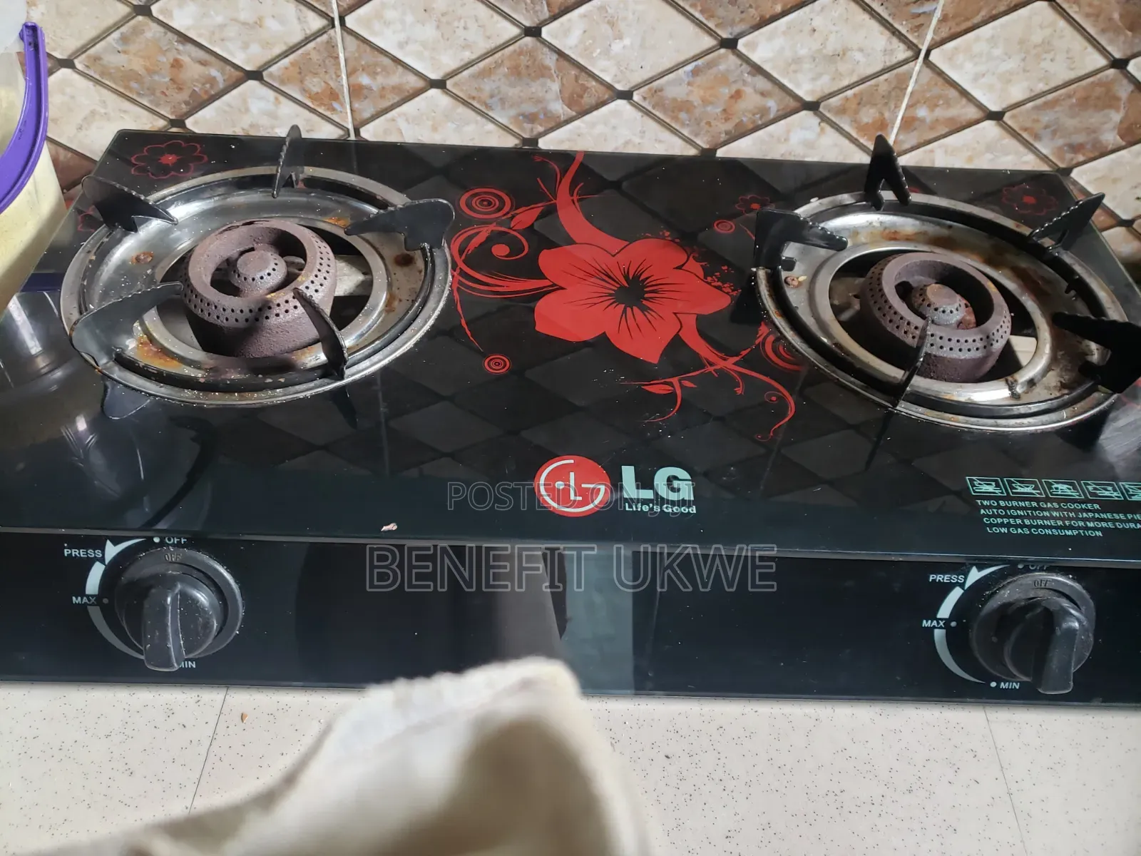Black Table Glass Gas Top