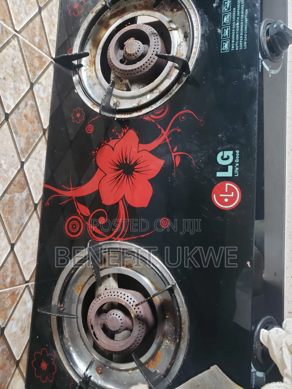 Black Table Glass Gas Top