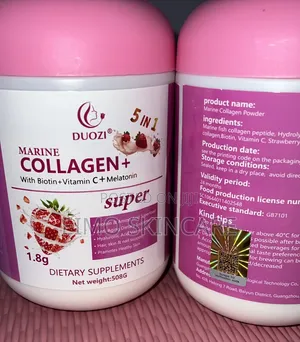 DUOZI Marine Collagen+ 5-in-1 Strawberry Powder | Biotin, Vitamin C
