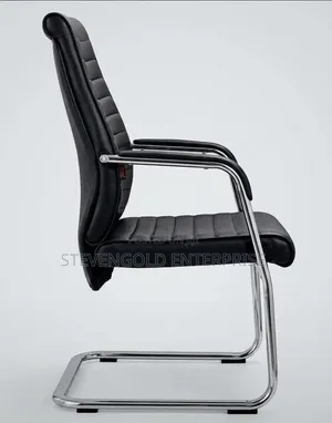 Modern Black Leatherette Office Guest Chair | Reception & Visitor Seat