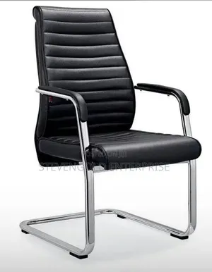 Modern Black Leatherette Office Guest Chair | Reception & Visitor Seat