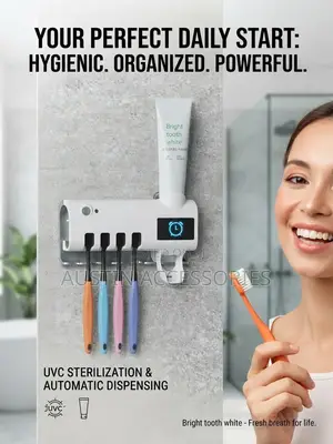 Multi-Function Autosterilizing Toothbrush Holder and Paste Dispenser