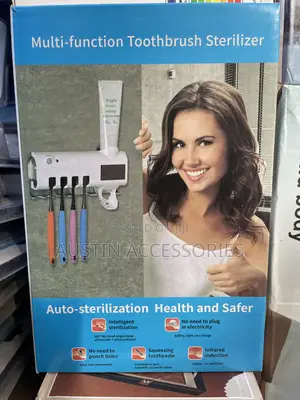 Multi-Function Autosterilizing Toothbrush Holder and Paste Dispenser
