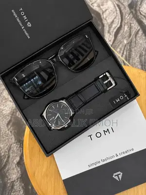 TOMI Leather Strap Watch With Matching Glasses