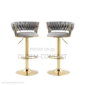 Nordic Velvet Bar Stool - Set of 2 - Grey