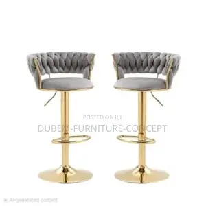 Nordic Velvet Bar Stool - Set of 2 - Grey