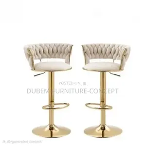 Nordic Velvet Bar Stool - Set of 2 - Beige