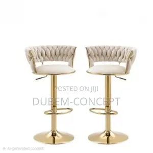 Nordic Velvet Bar Stool - Set of 2 - Beige