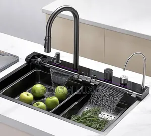 7 Button Multi Functional Kitchen Sink With Double Faucet