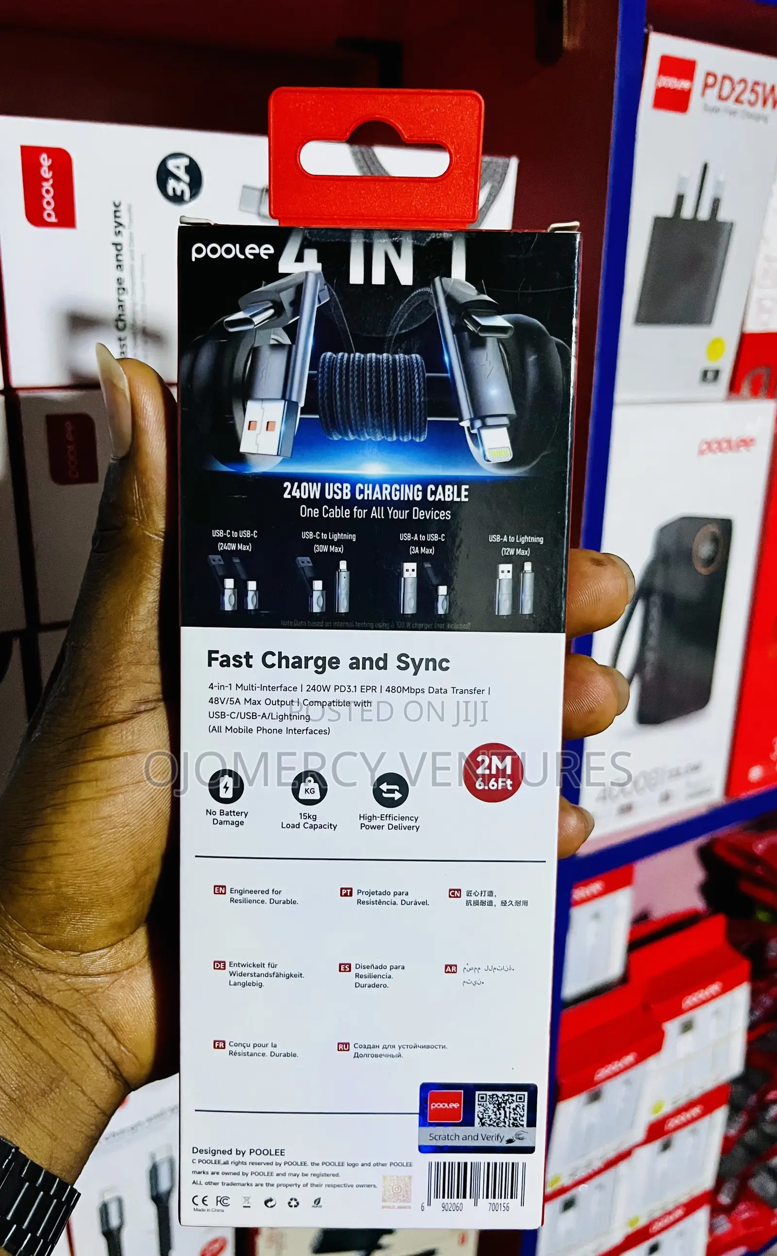 Poolee PowerFlex Multi-Connector Fast-Charging Data Cable