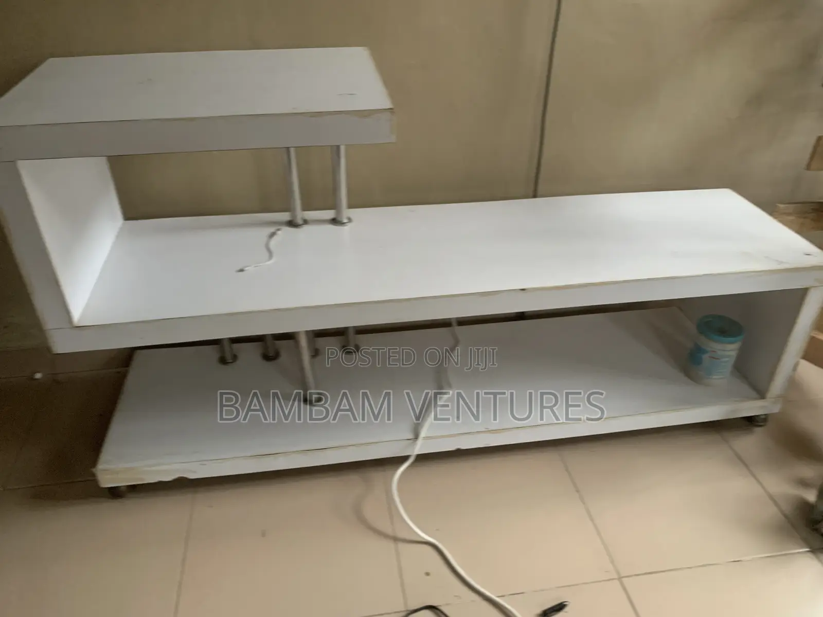 White TV Stand With Center Table