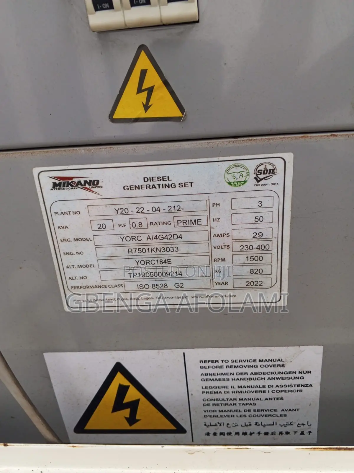 Mikano Generator for Sale