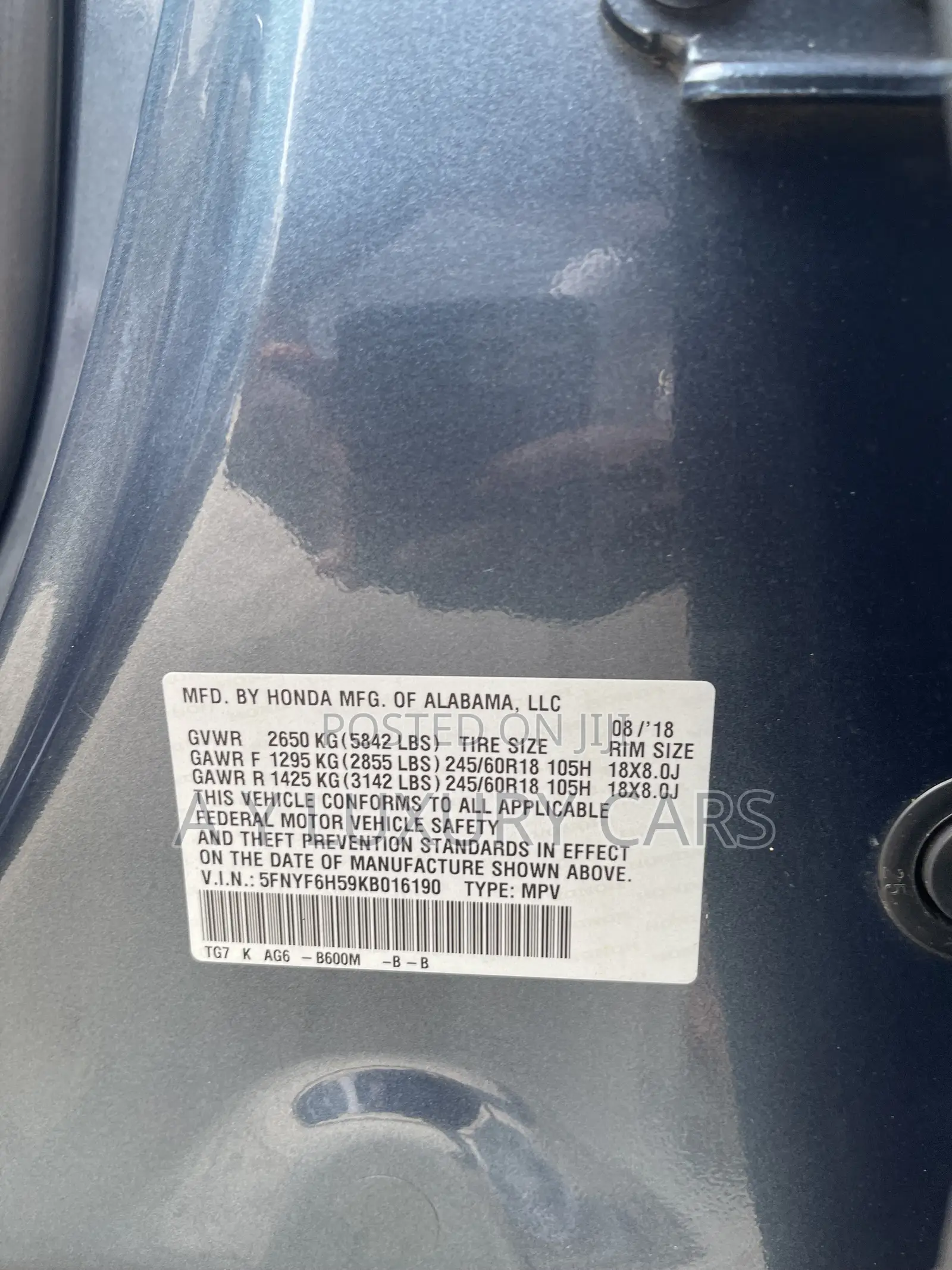 Honda Pilot EX AWD 2019 Blue