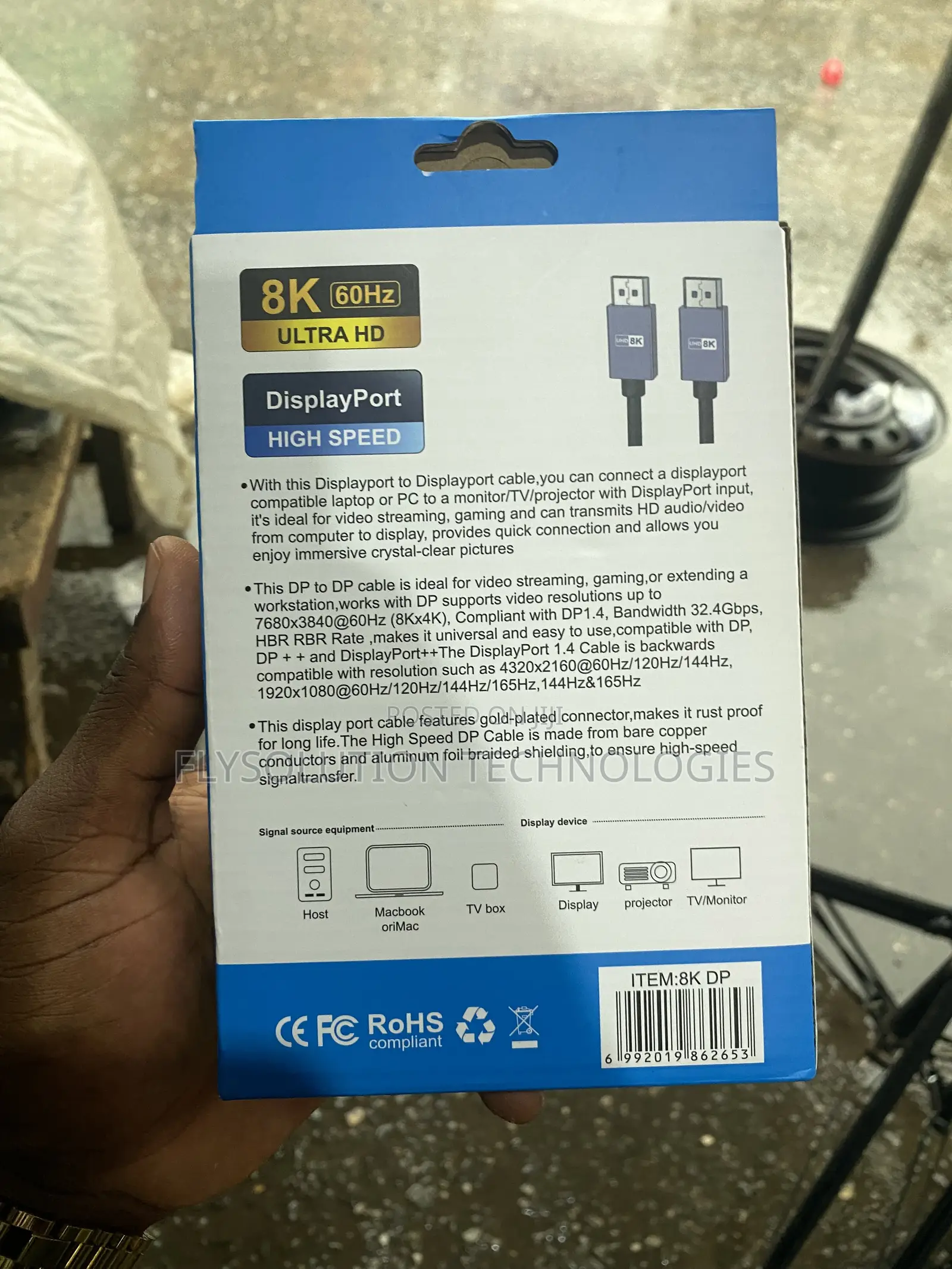 8K DisplayPort 1.4 DP - DP Cable