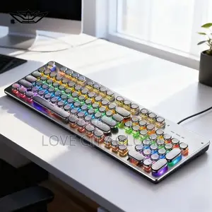 HJK920 Gaming Mechanical Keyboard RGB Backlit 104 Keys Round Keycaps