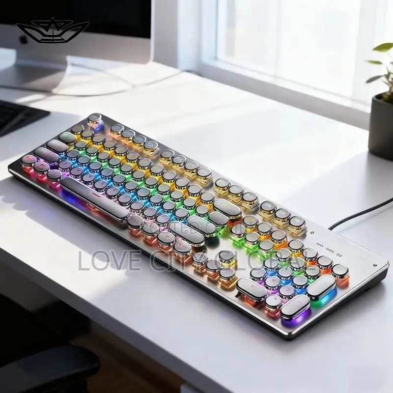 HJK920 Gaming Mechanical Keyboard RGB Backlit 104 Keys Round Keycaps