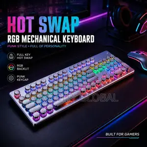 HJK920 Gaming Mechanical Keyboard RGB Backlit 104 Keys Round Keycaps