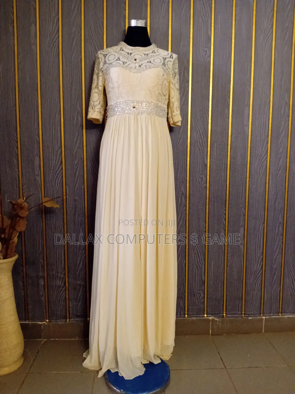Beaded, Layered Dinner Gown.