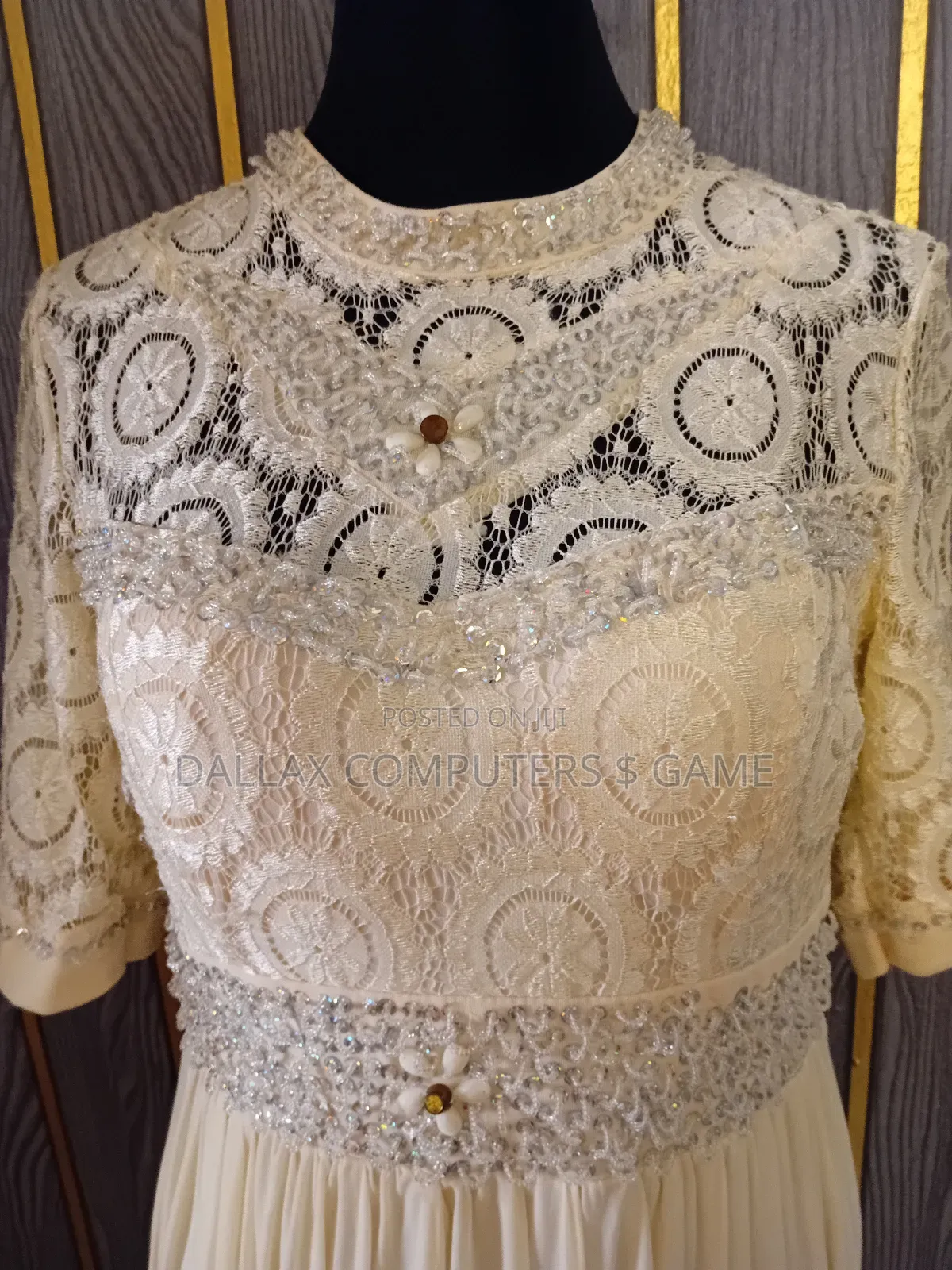 Beaded, Layered Dinner Gown.