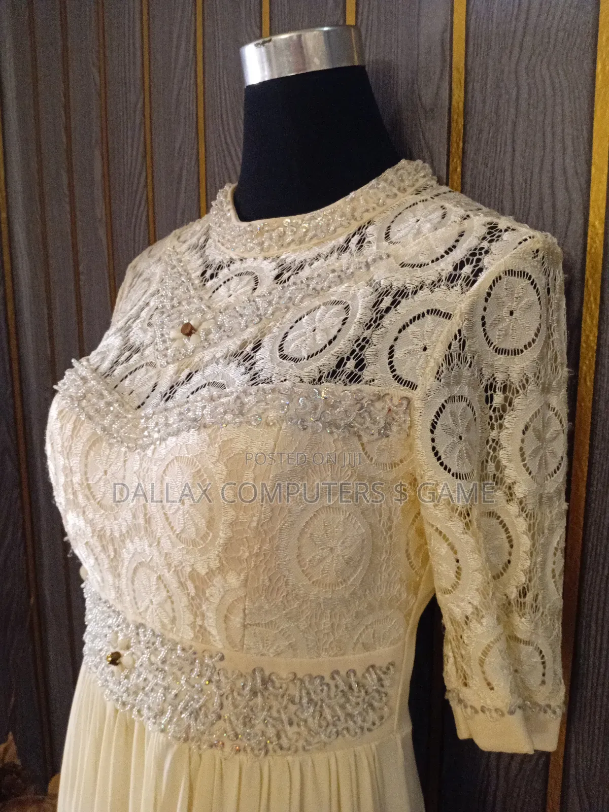 Beaded, Layered Dinner Gown.