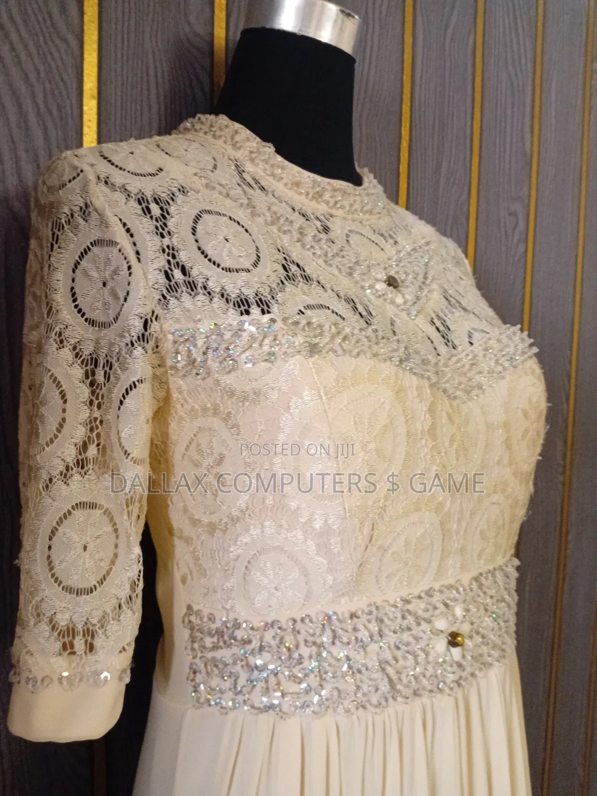 Beaded, Layered Dinner Gown.