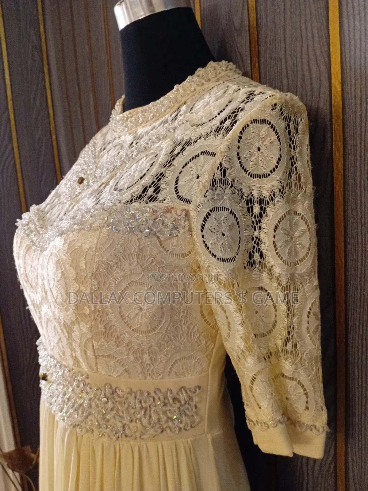 Beaded, Layered Dinner Gown.