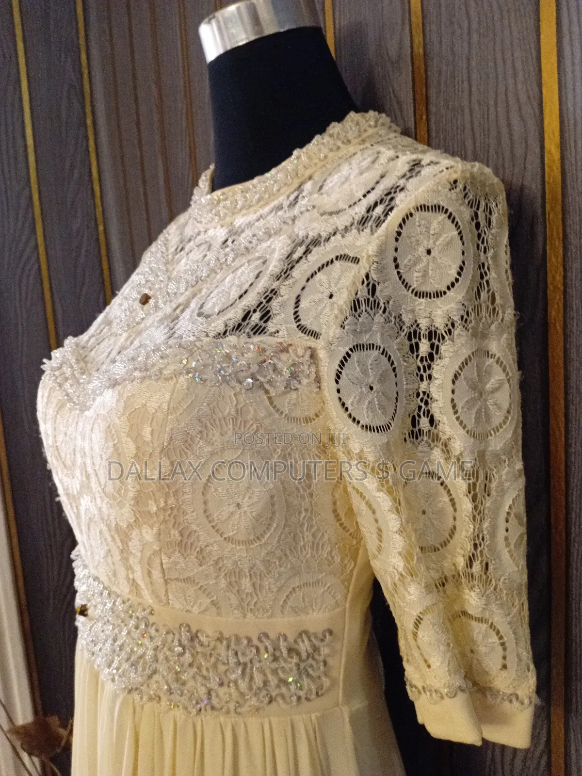 Beaded, Layered Dinner Gown.