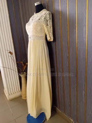 Beaded, Layered Dinner Gown.