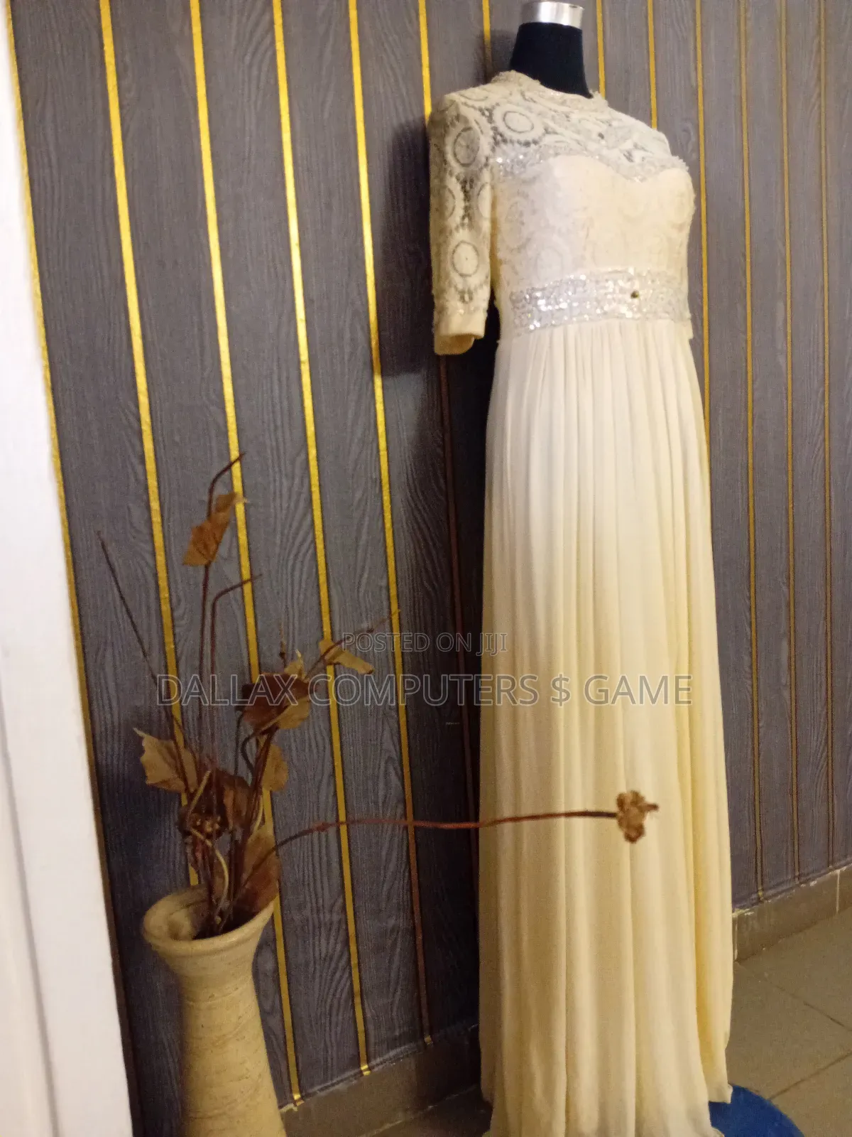 Beaded, Layered Dinner Gown.