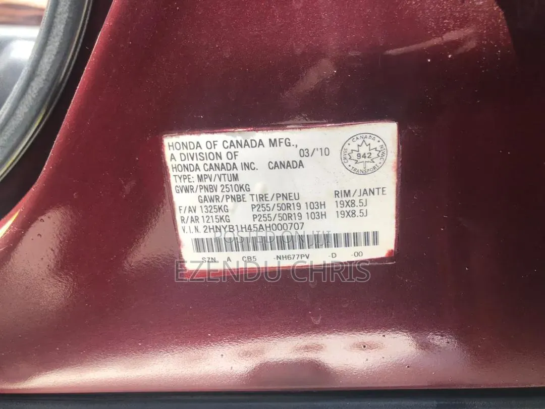 Acura ZDX Base AWD 2010 Maroon
