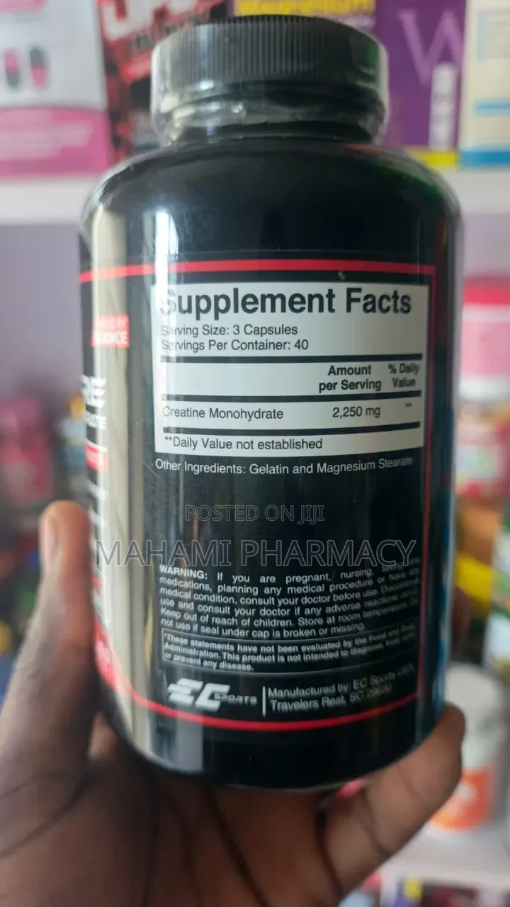 Ec Sports Pure Creatine Monohydrate 2,250mg - 120 Capsules