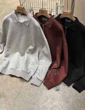 Designer Quarter-Zip Polo Sweatshirt | Grey, Maroon & Black