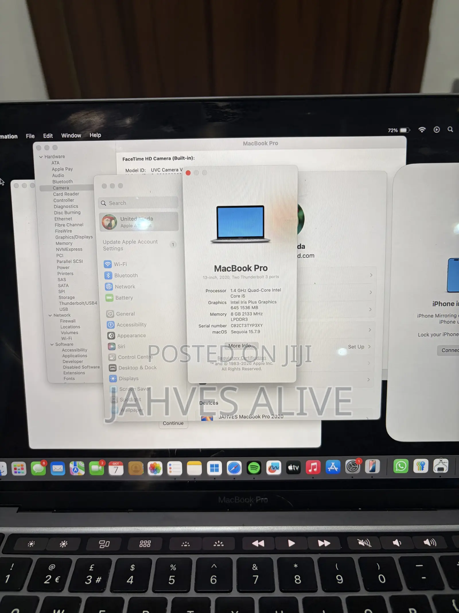 Laptop Apple MacBook Pro 2020 8GB Intel Core i5 HDD 256GB