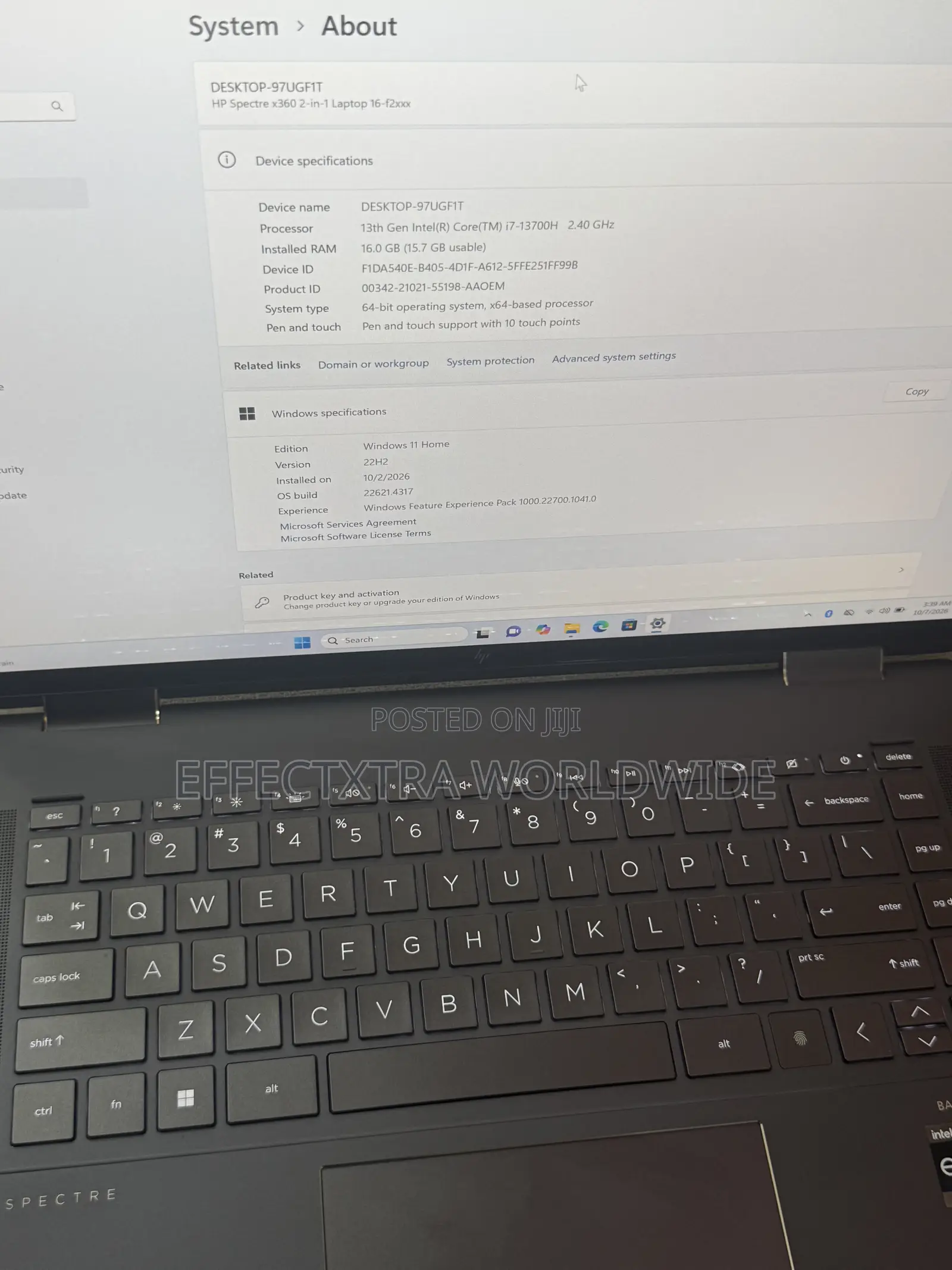 Laptop HP Spectre X360 16GB Intel SSD 512GB