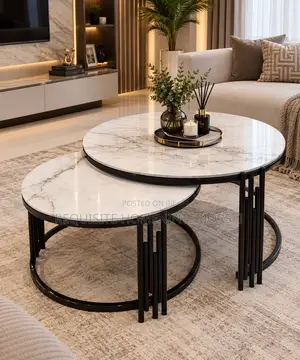 Elegant Marble Nesting Coffee Table Duo