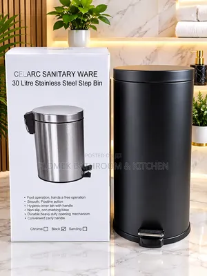 30L Black Pedal Waste Bin | Stylish & Durable