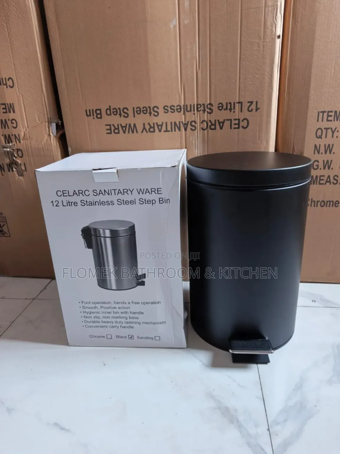 12L Black Pedal Waste | Durable & Stylish.