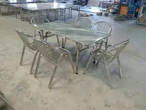 Aluminum Chairs and Table Marble Top