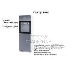 Polystar Water Dispenser With Transparent Glass & Fridge| PV-R2-JXR-18