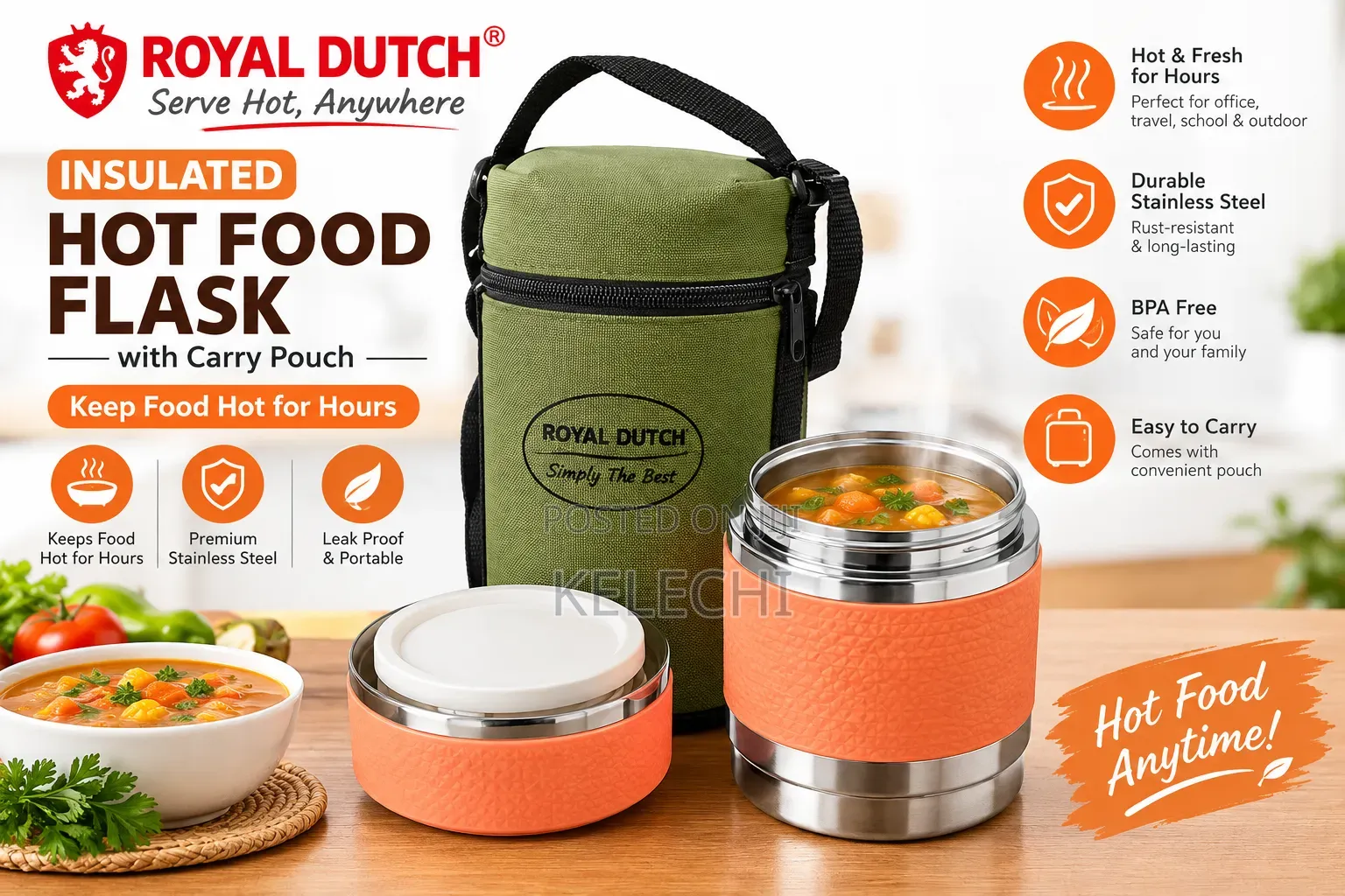 800ml Insulated Stainless Steel Flask