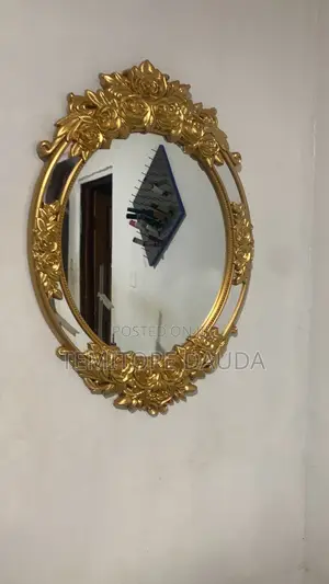 Round Gold Plated Mirror