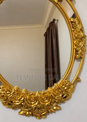 Round Gold Plated Mirror