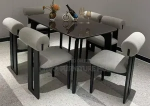 Quality Set of Marble Dinnig Table by 6 Seaters